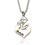 Sterling silver mother and child necklace with birthstones