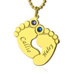Embrace New Life – Baby Feet Name Necklace with Birthstone – A Cherished Keepsake for Moms - Image 2