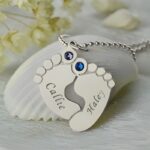 Embrace New Life – Baby Feet Name Necklace with Birthstone – A Cherished Keepsake for Moms - Image 3