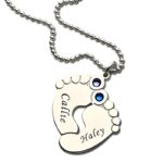 Embrace New Life – Baby Feet Name Necklace with Birthstone – A Cherished Keepsake for Moms - Image 4