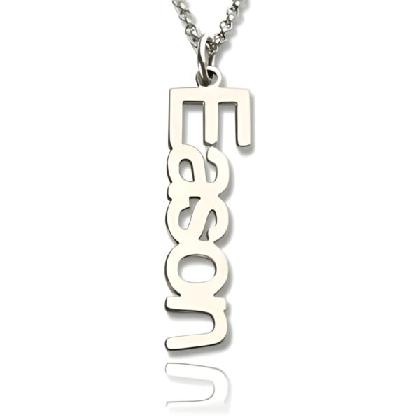Personalized vertical nameplate necklace in sterling silver