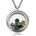 Embrace Family Love – Stainless Steel Birthstone Floating Locket Necklace – A Cherished Keepsake for Mom and Grandmother - Image 2