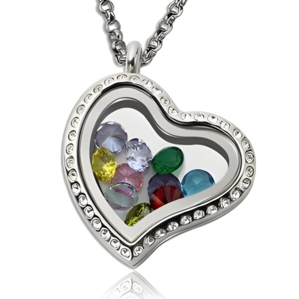 Birthstone floating locket necklace for family love