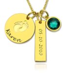 Embrace New Life’s Tender Steps – Baby Feet Birthstone Disc Necklace – A Keepsake for New Moms - Image 2