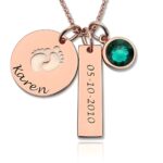 Embrace New Life’s Tender Steps – Baby Feet Birthstone Disc Necklace – A Keepsake for New Moms - Image 3