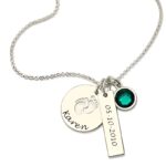Embrace New Life’s Tender Steps – Baby Feet Birthstone Disc Necklace – A Keepsake for New Moms - Image 4