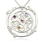 Birthstone Family Tree Name Necklace for family love