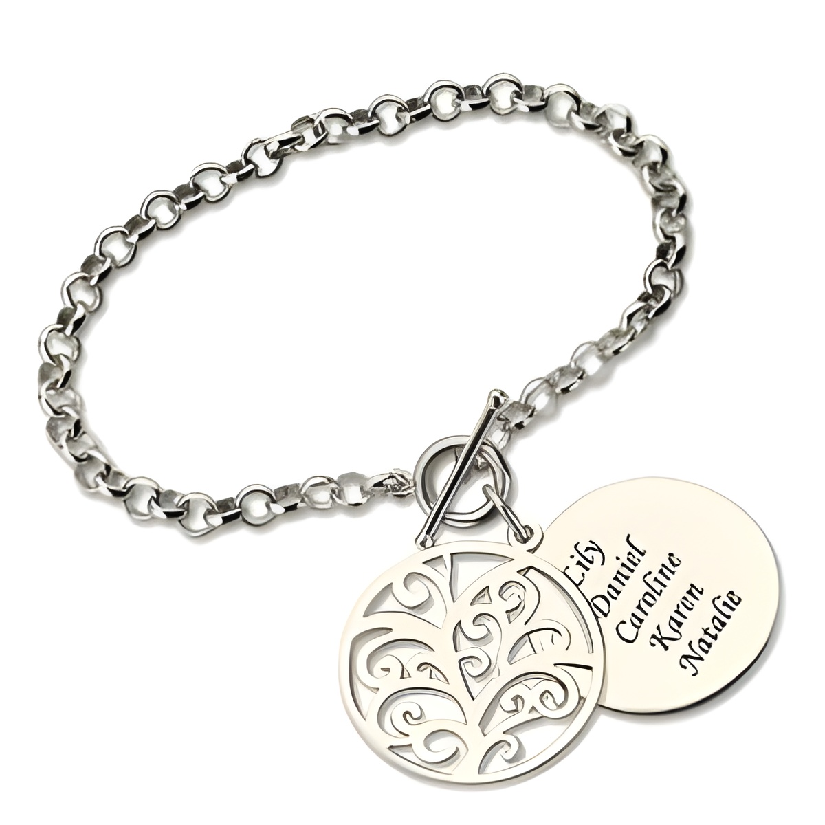 Sterling silver family tree bracelet for loved ones