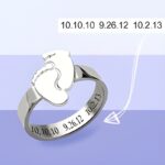 Embrace Motherhood's Tender Touch – Engraved Baby Feet Sterling Silver Ring – A Cherished Keepsake for New Moms - Image 6
