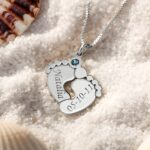 Embrace New Beginnings – Engraved Baby Feet Necklace with Birthstone – A Tender Keepsake for New Moms - Image 5