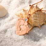 Embrace New Beginnings – Engraved Baby Feet Necklace with Birthstone – A Tender Keepsake for New Moms - Image 7
