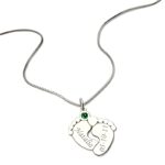 Embrace New Beginnings – Engraved Baby Feet Necklace with Birthstone – A Cherished Keepsake for New Moms - Image 2