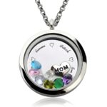 Engraved floating charm locket for mom