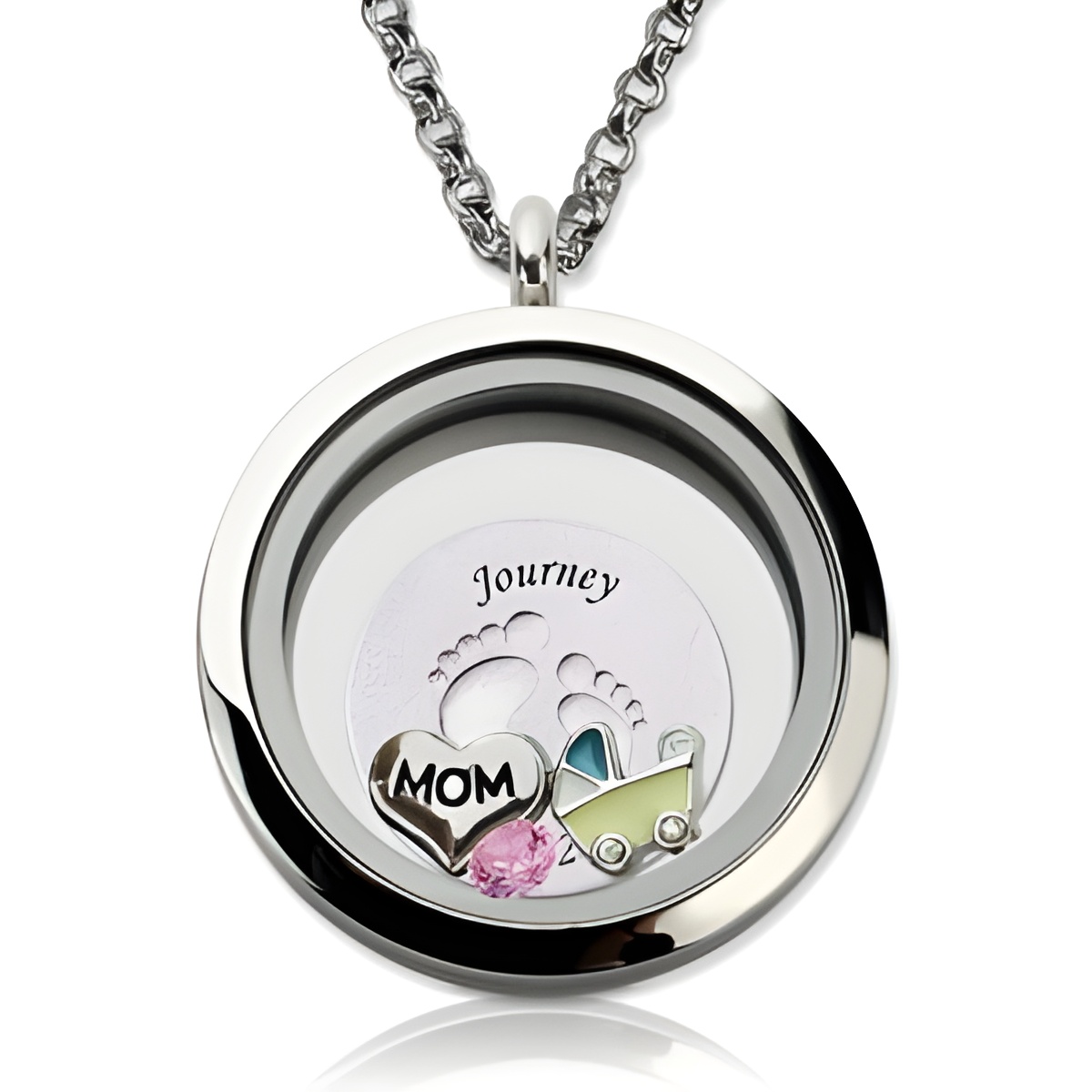 Floating baby feet locket necklace for moms