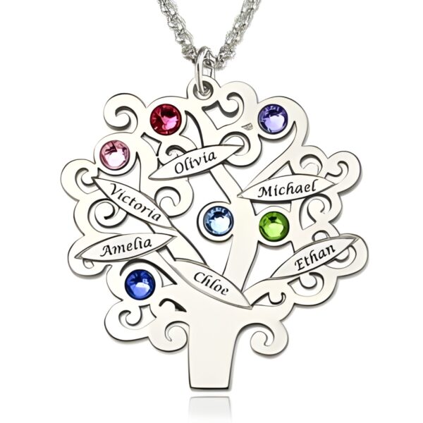 Birthstone Family Tree Necklace for cherished family bonds