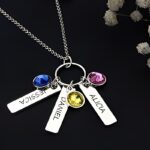 Carry Their Love Close – Engraved Sterling Silver Birthstone Bar Necklace for Cherished Moms - Image 3