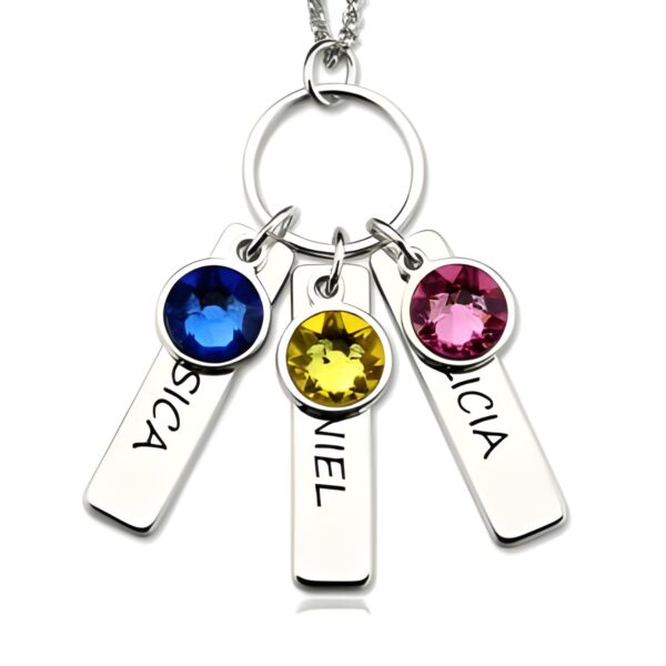 Engraved birthstone bar necklace for moms