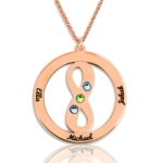 Circle name necklace with infinity symbol for loved ones