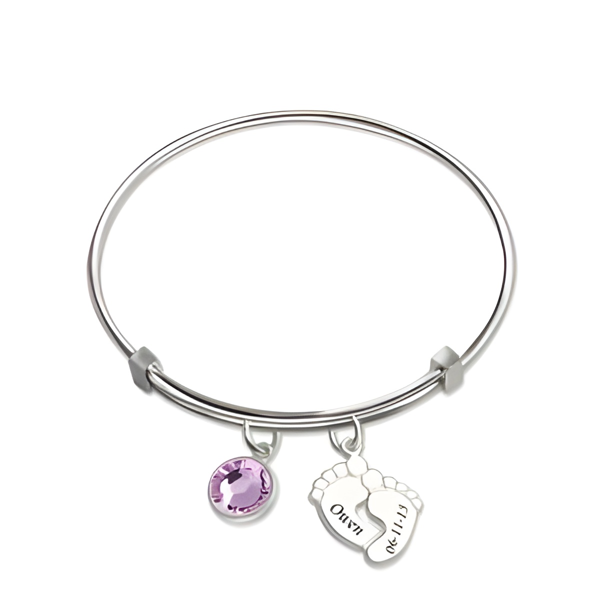 baby feet birthstone bangle for mothers