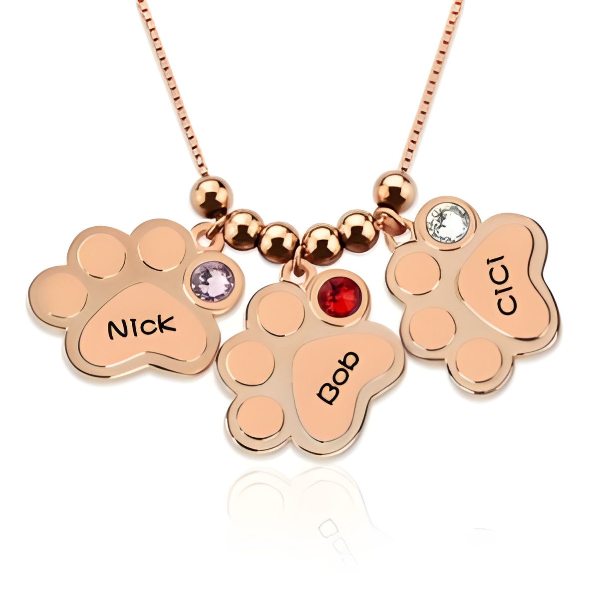 Engraved birthstone necklace for pet lovers