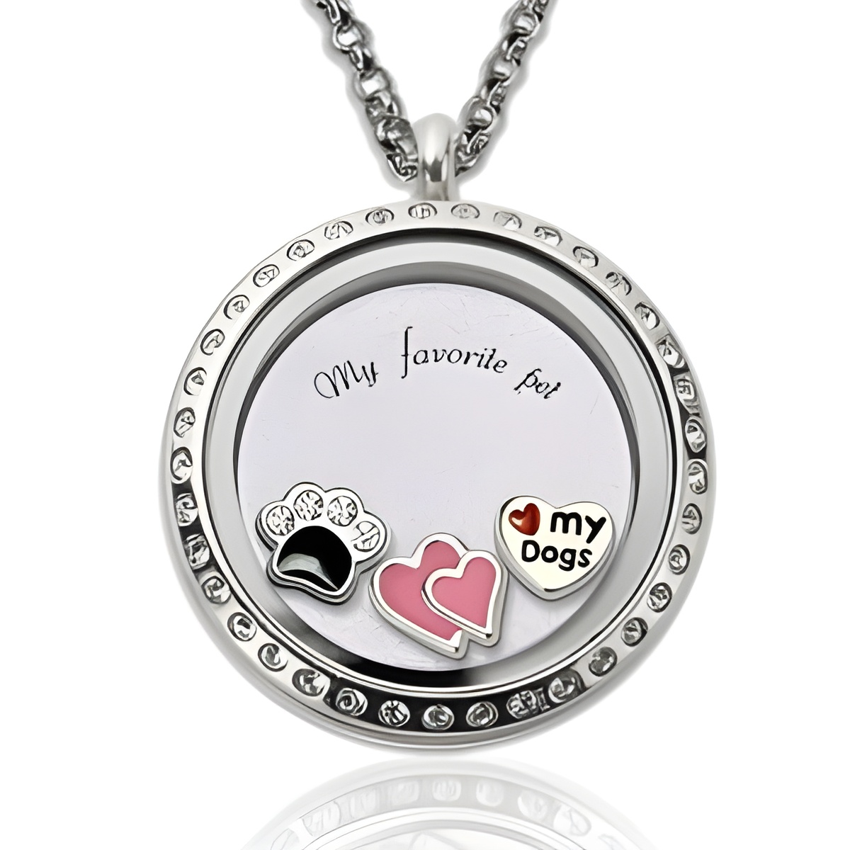 Heart-shaped floating locket necklace for pet lovers