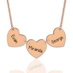 Engraved triple heart name necklace for cherished memories