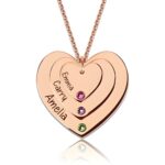 Triple heart birthstone necklace symbolizing eternal love