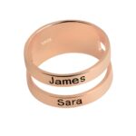 Embrace Love's Bond – Engraved Two-Name Rose Gold Ring – A Cherished Keepsake for Mom - Image 3