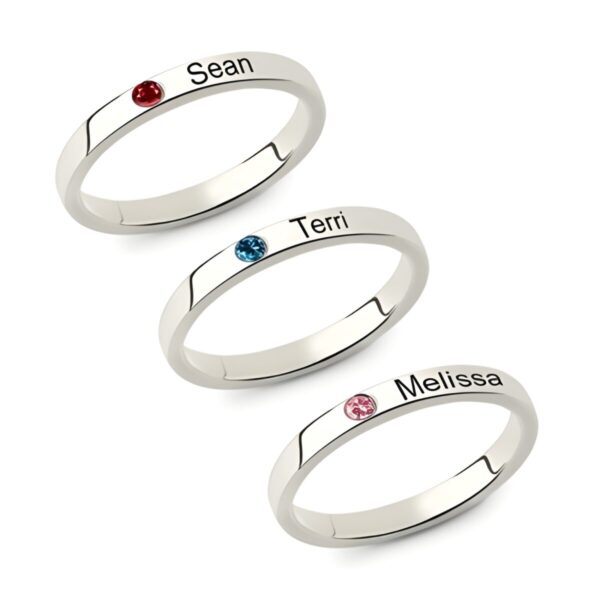 Personalized name and birthstone ring for Mom