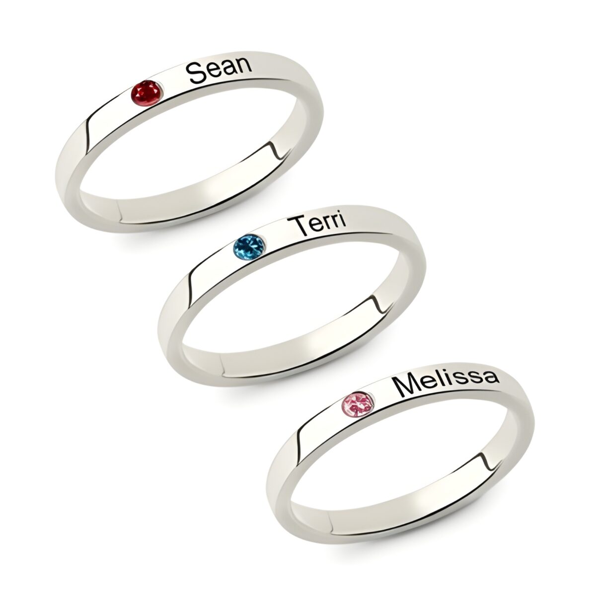 Personalized name and birthstone ring for Mom