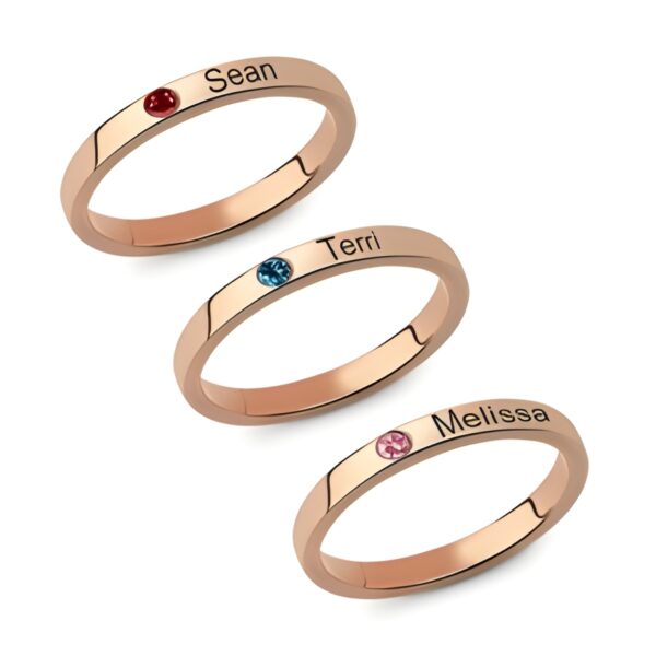 Personalized name and birthstone ring for mom