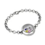 Floating locket birthstone bracelet for kids