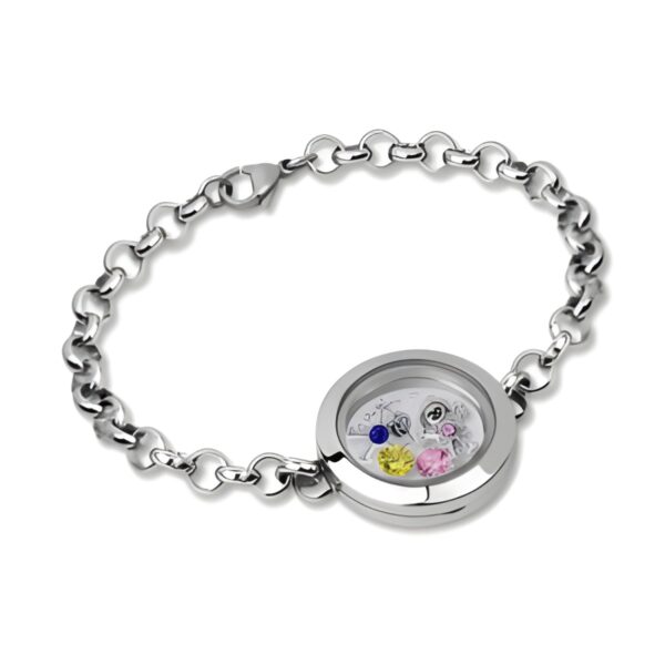 Floating locket birthstone bracelet for kids