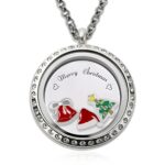 Custom floating locket necklace celebrating Christmas spirit