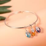 Embrace Family Love – Birthstone & Initial Leaf Bangle – A Cherished Keepsake for Mom & Grandmother - Image 3