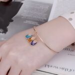 Embrace Family Love – Birthstone & Initial Leaf Bangle – A Cherished Keepsake for Mom & Grandmother - Image 4
