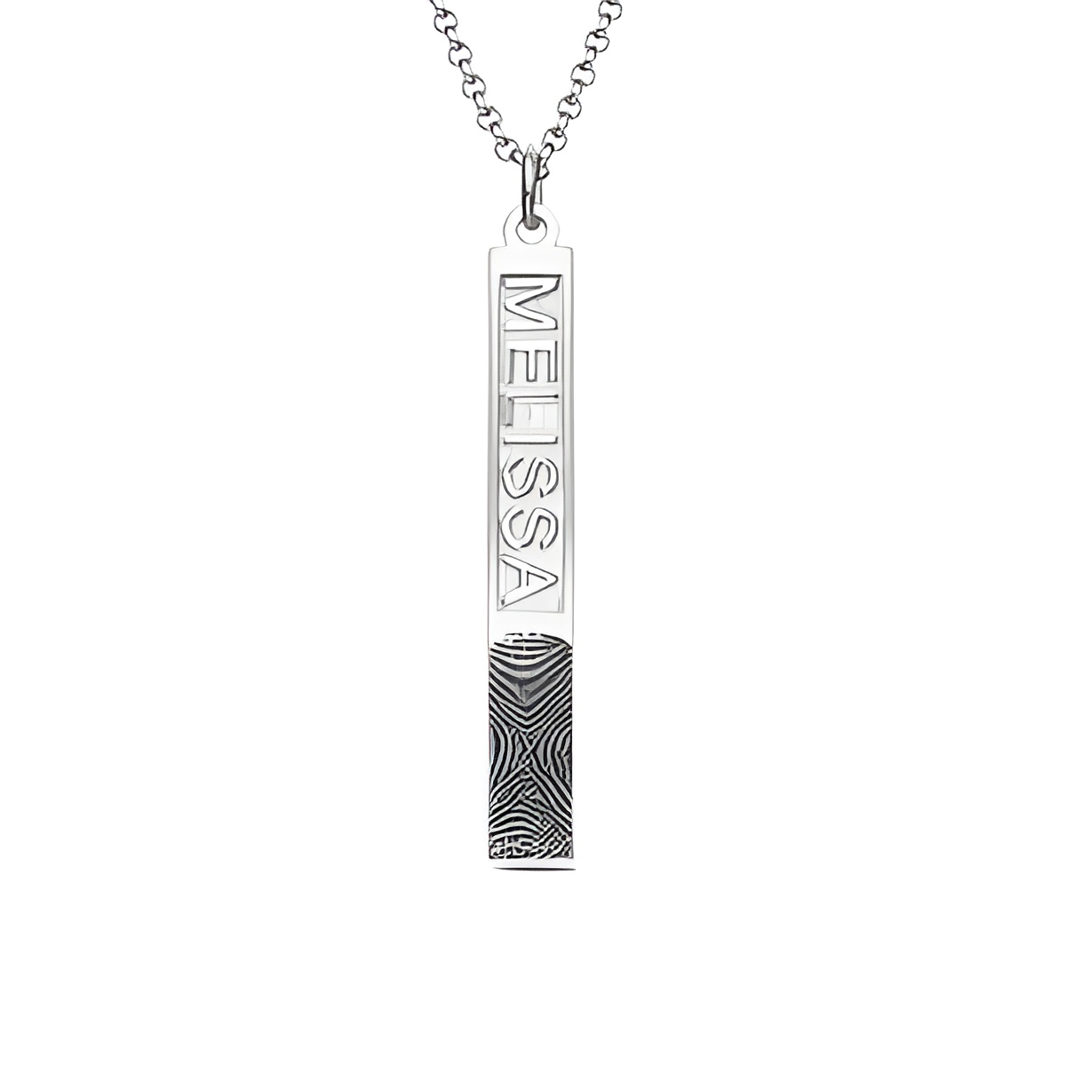 Fingerprint name bar necklace for heartfelt connections
