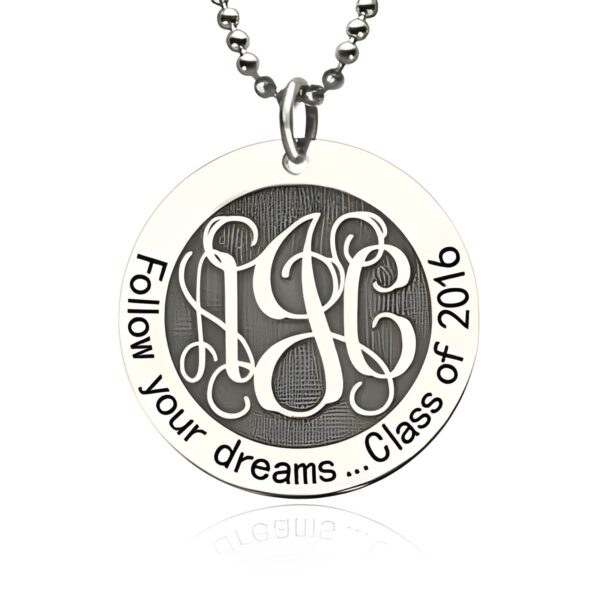 Personalized monogram necklace for graduation dreams