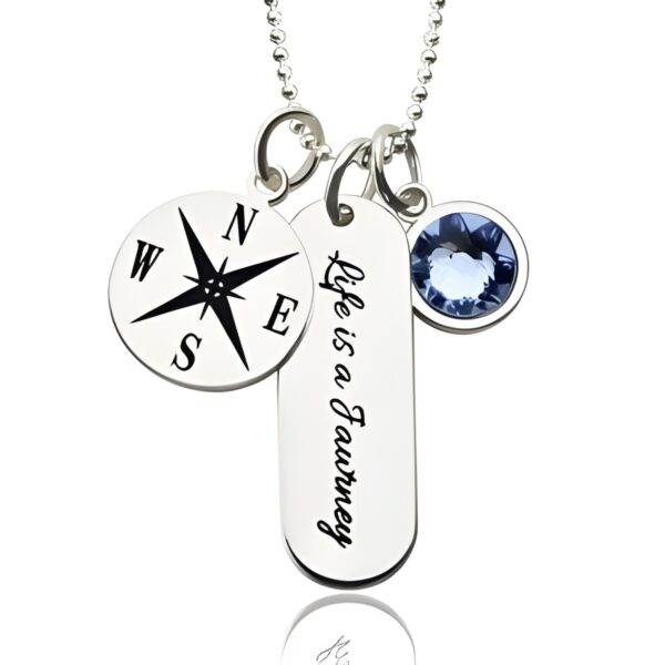 Engraved compass bar necklace for graduates