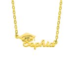 Celebrate New Beginnings – Custom Bachelor Cap Name Necklace – A Timeless Tribute for Graduates - Image 2