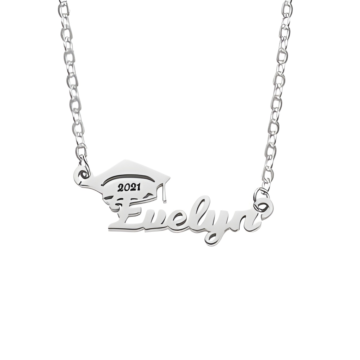 Custom bachelor cap name necklace for graduates