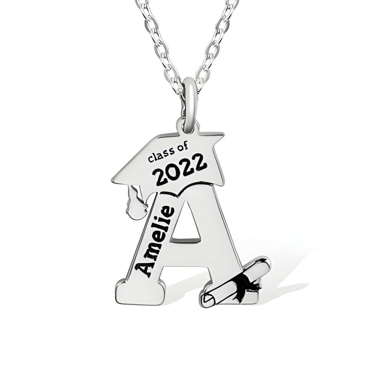 Custom initial necklace for graduates celebrating achievements