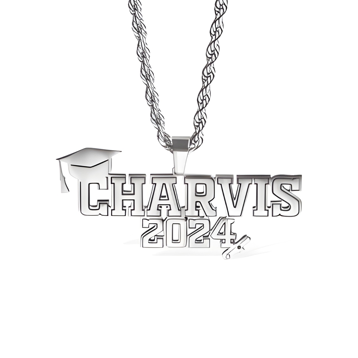 Custom graduation necklace with name and year