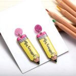 Celebrate the Heart of Learning – Custom Name Pencil Earrings – A Cherished Token for Teachers and Education Lovers - Image 2