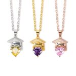 Heart-shaped birthstone graduation necklace for 2024