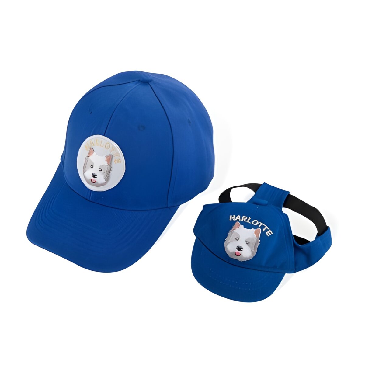 Matching baseball caps for dog moms and their dogs