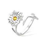 Embrace Your Story – Birthstone & Birthflower Sterling Silver Ring – A Cherished Token for Her Special Moments - Image 4