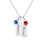 Embrace Timeless Love – Handcrafted Silver Birthstone Bar Necklace – A Cherished Keepsake for Her - Image 2