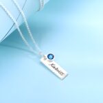 Embrace Timeless Love – Handcrafted Silver Birthstone Bar Necklace – A Cherished Keepsake for Her - Image 3
