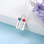 Embrace Timeless Love – Handcrafted Silver Birthstone Bar Necklace – A Cherished Keepsake for Her - Image 4